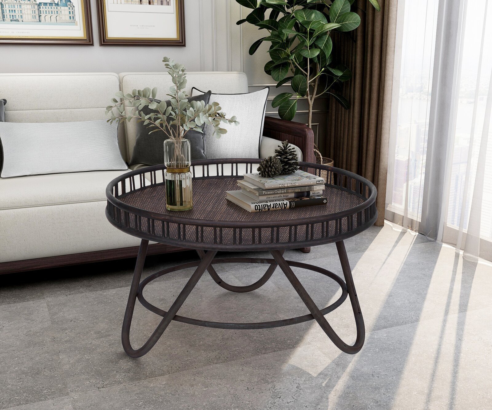 Tripod Round Rattan Coffee Table