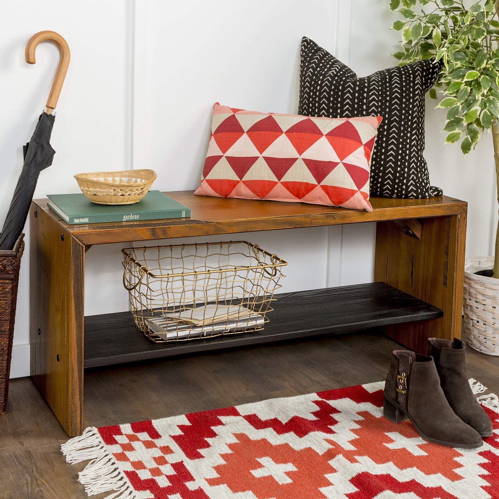 Two Tone Storage Bench for Dining Table