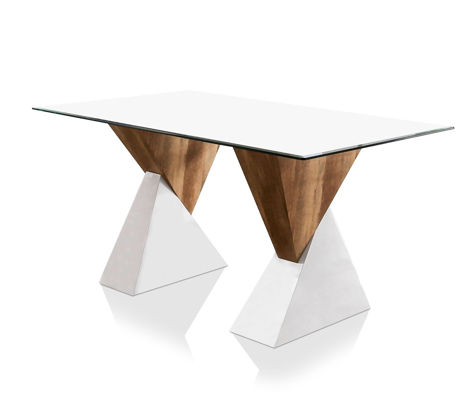 Two toned Wood Dining Table With Glass Top