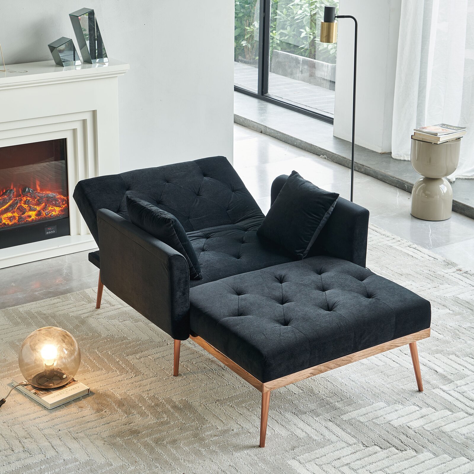 Velvet Double Wide Chaise