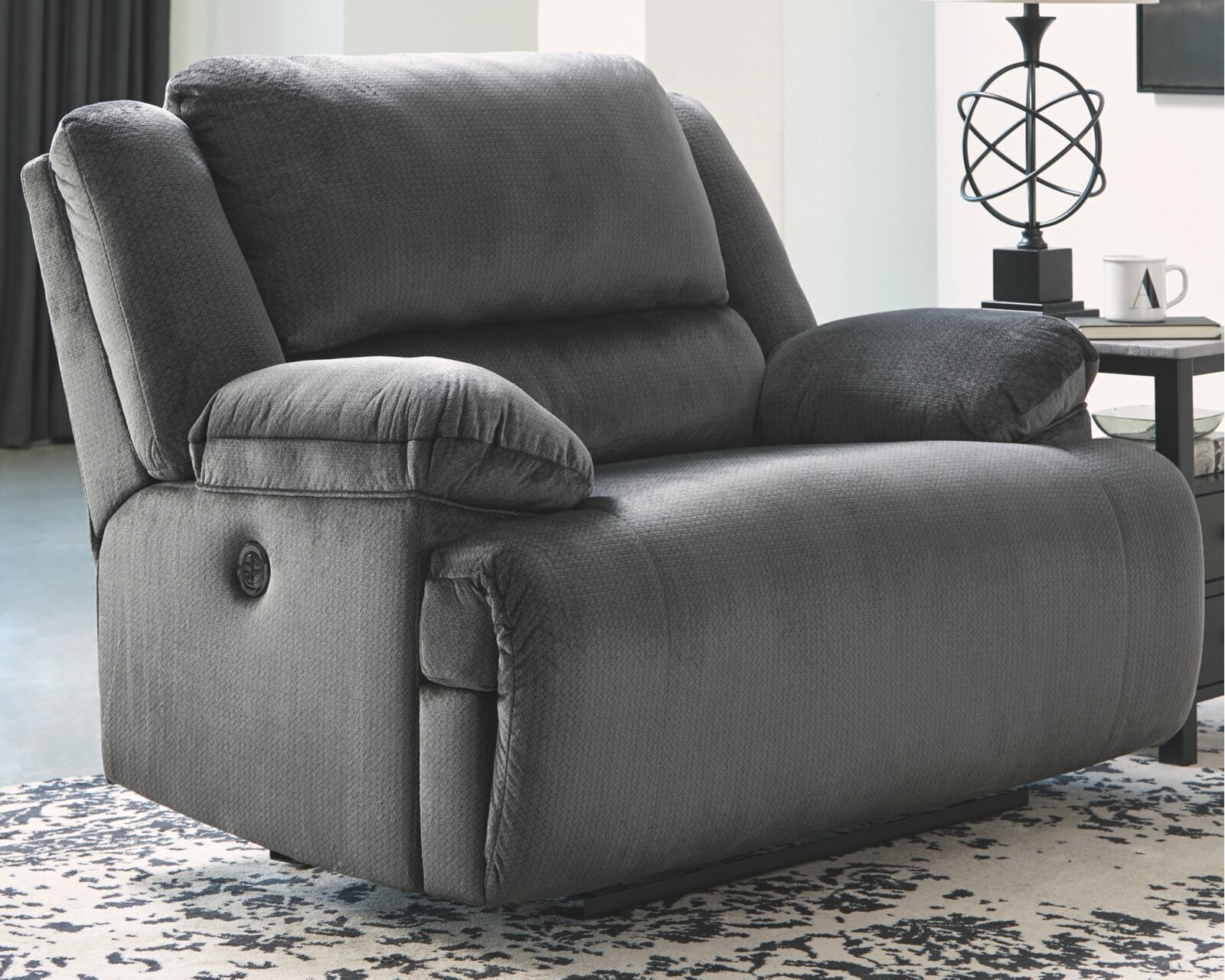 Velvet Look Wide Recliner Armchair