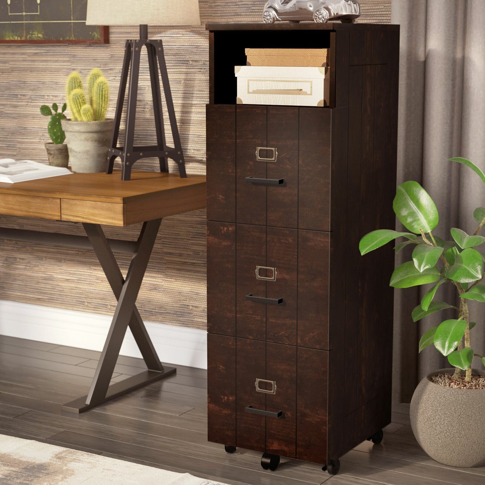 Vertical Wooden Filing Cabinet