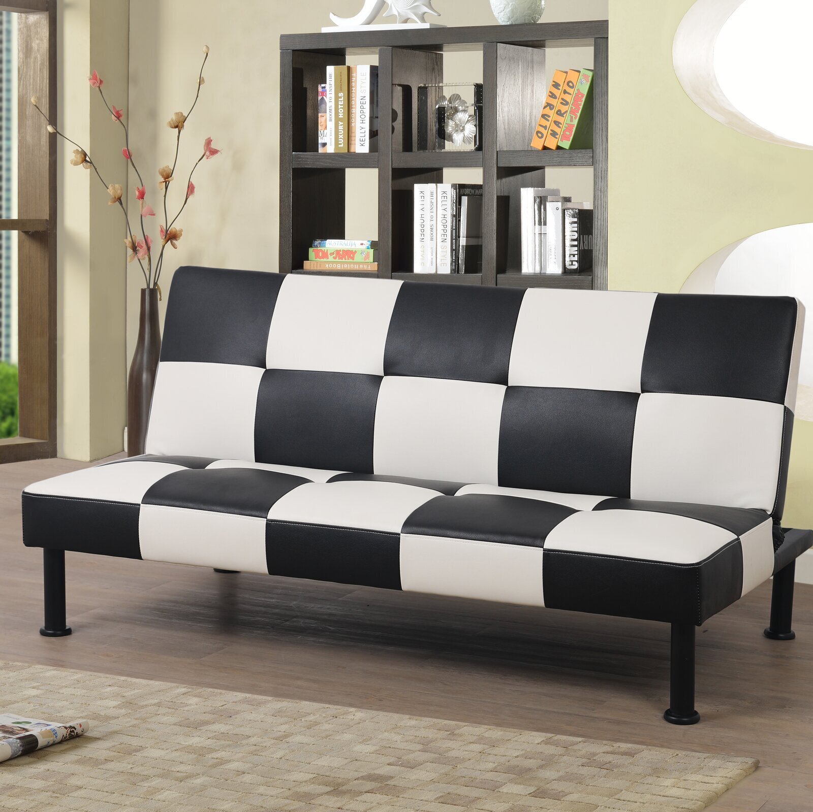 Whimsical Checkered Armless Loveseat