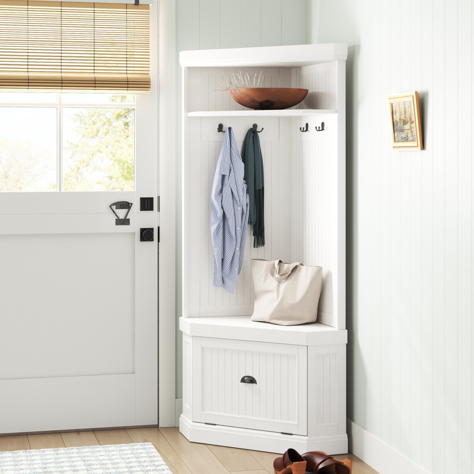 White Wood Shelf with Closed Storage