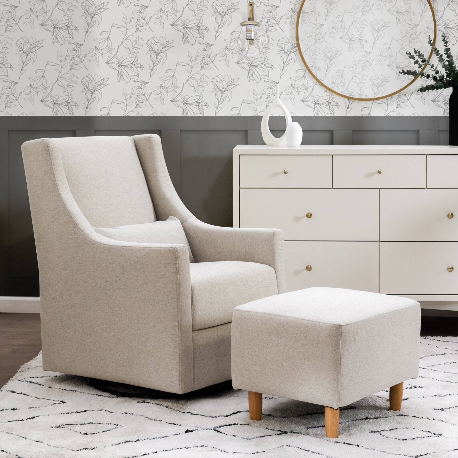 Wingback Swivel Glider Chair