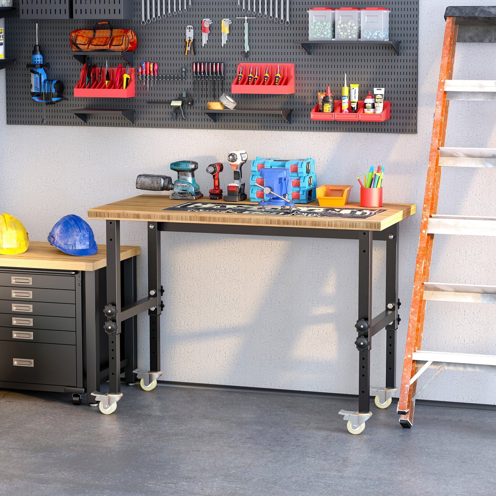 Wood and Steel Portable Workbench
