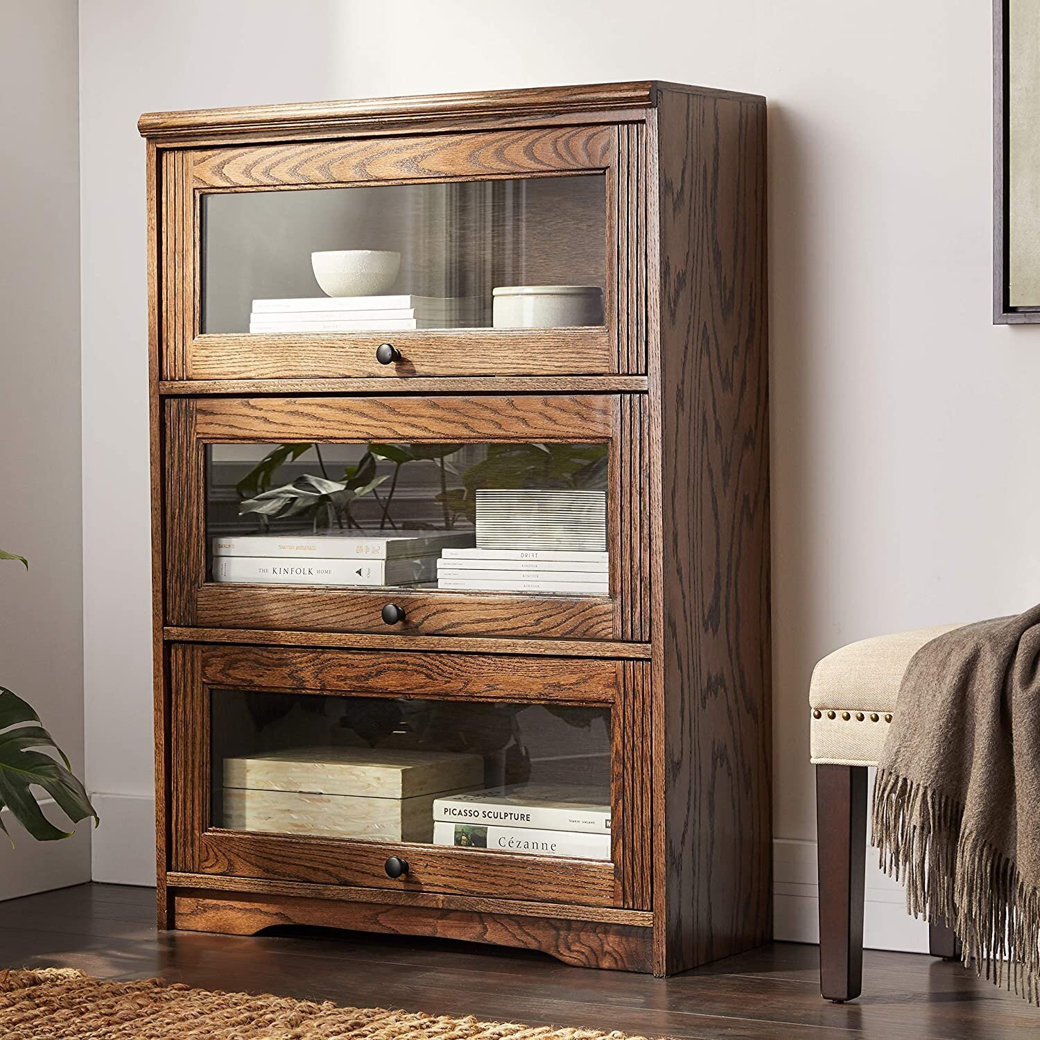 Wooden Barrister Bookcase With Doors