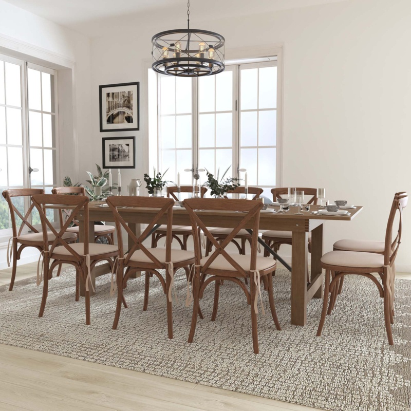 10 - Person Pine Solid Wood Dining Set