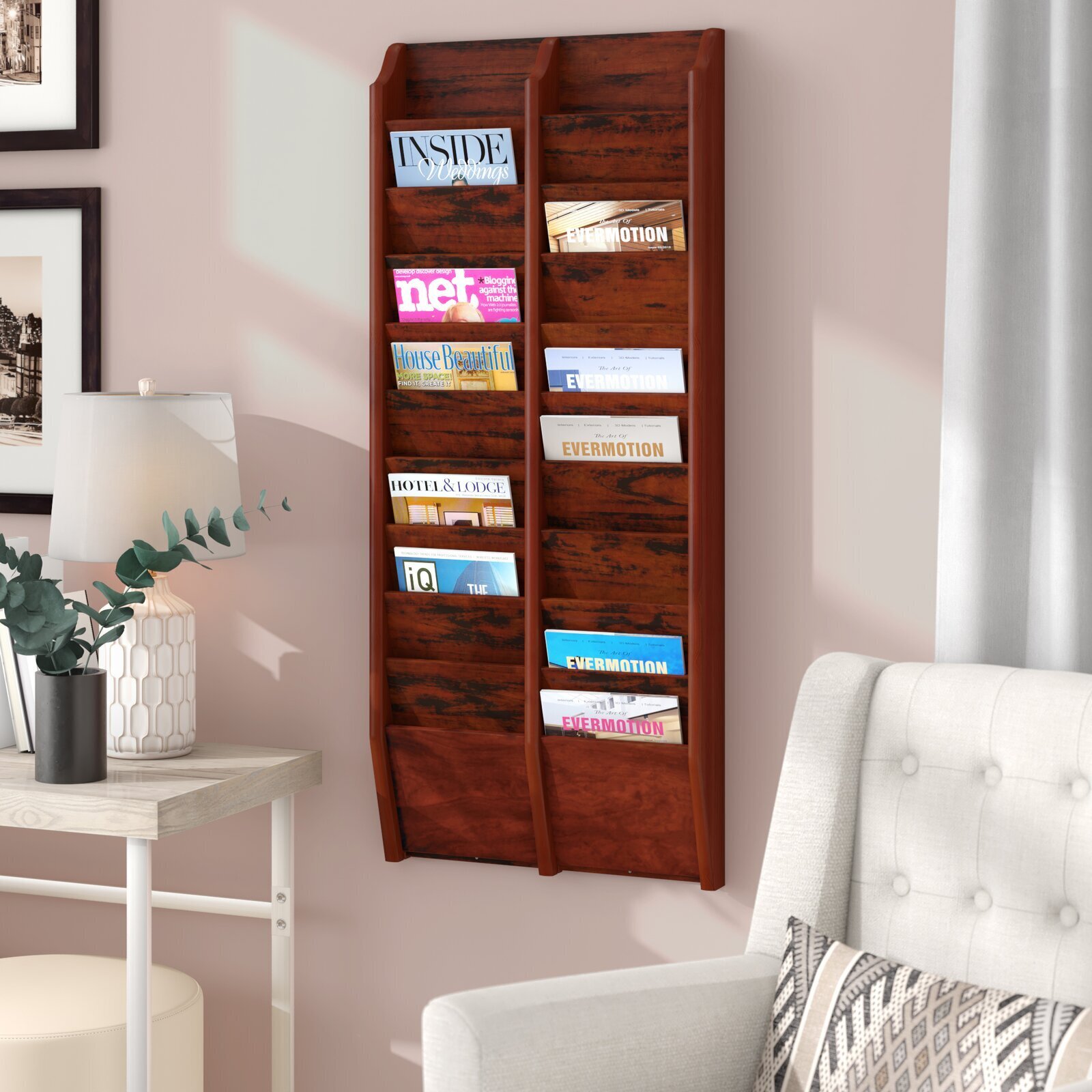 20 Pocket Wall Mounted Magazine Rack 