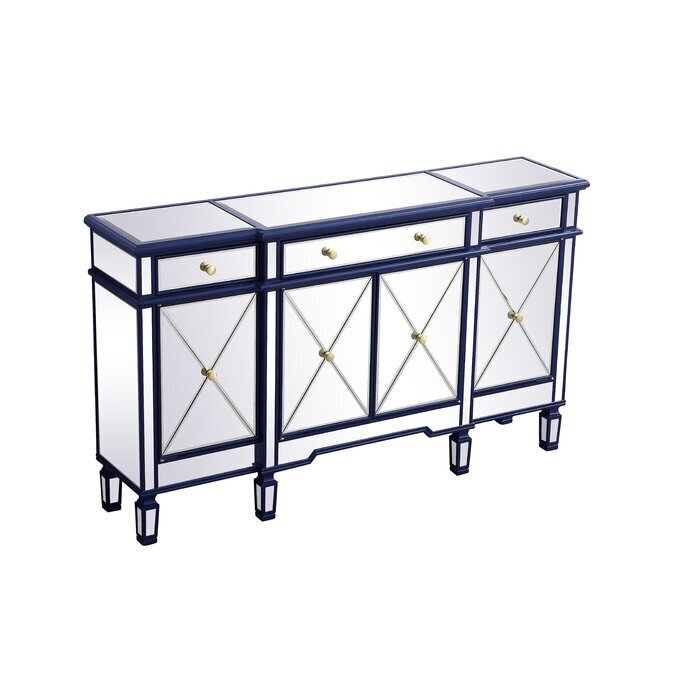3 Drawer Wood and Glass Sideboard