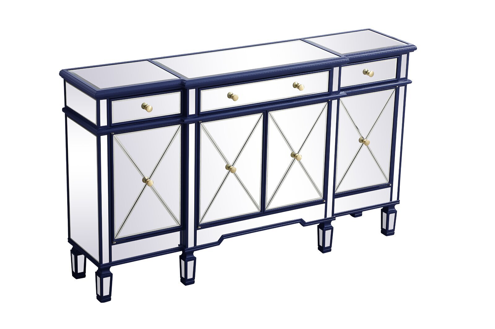 3 Drawer Wood and Glass Sideboard