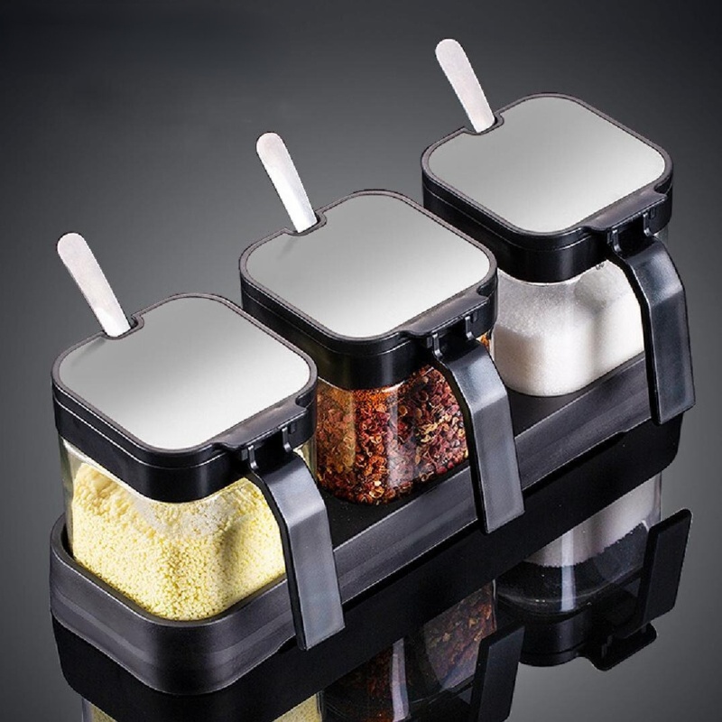 3 Jar Spice Jar & Rack Set
