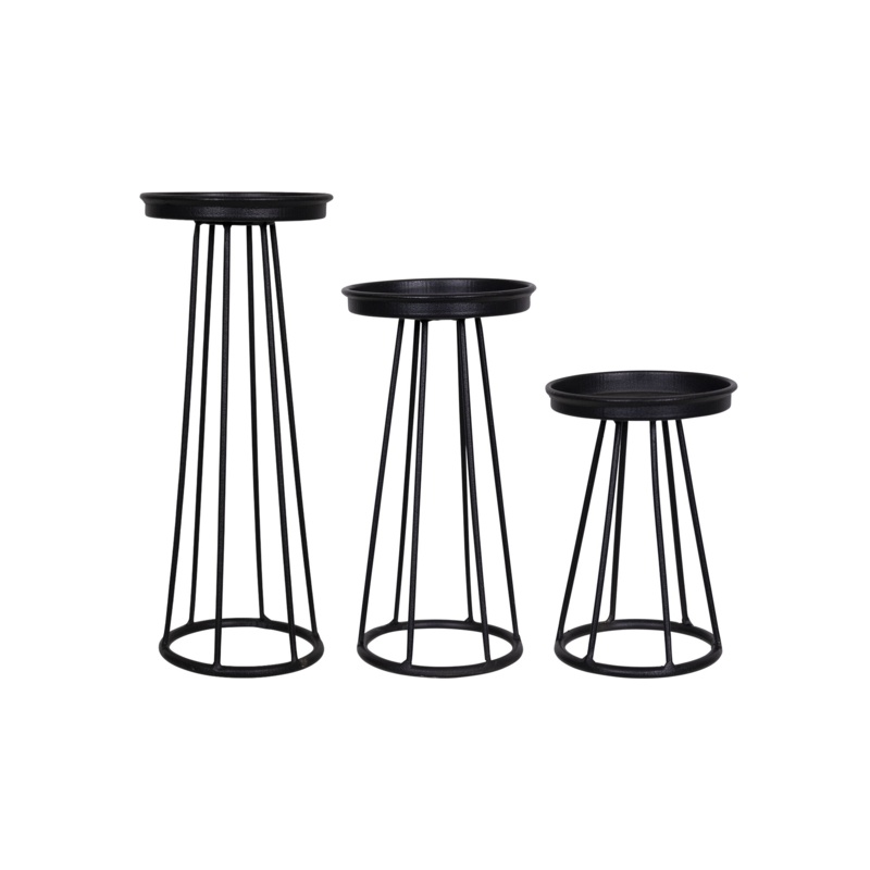 3 Piece Metal Tabletop Candlestick Set