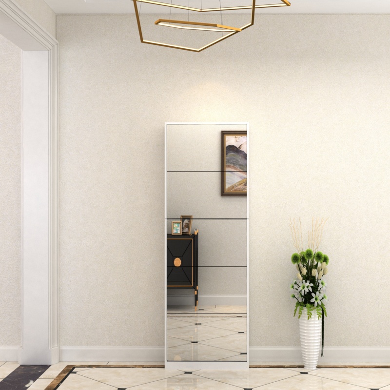 5 Tier with Full Length Mirror 24 Pair Shoe Storage Cabinet
