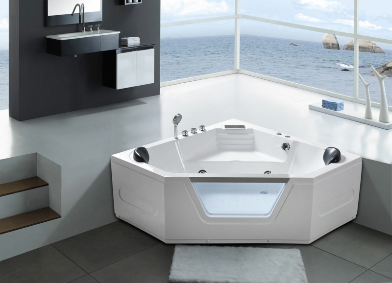 59'' x 59'' Corner Acrylic Bathtub with Faucet