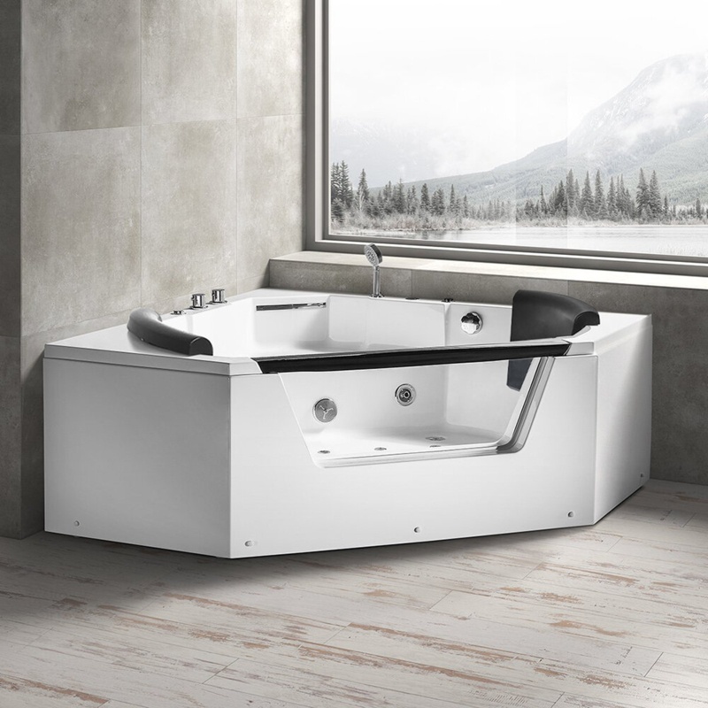 59'' x 59'' Corner Whirlpool Acrylic Bathtub with Faucet