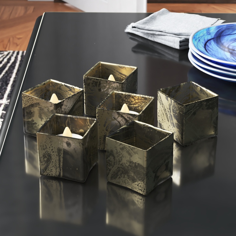 6 Piece Glass Tabletop Votive Holder Set