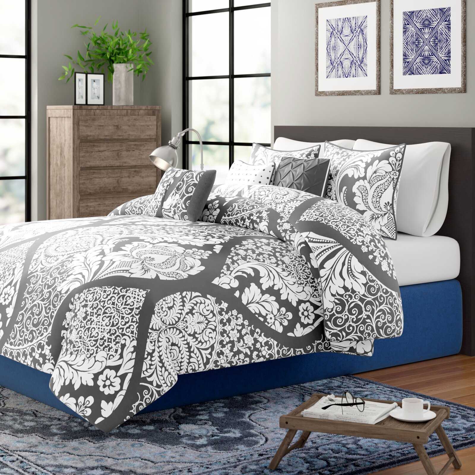 7 Piece Black and White Comforter Set