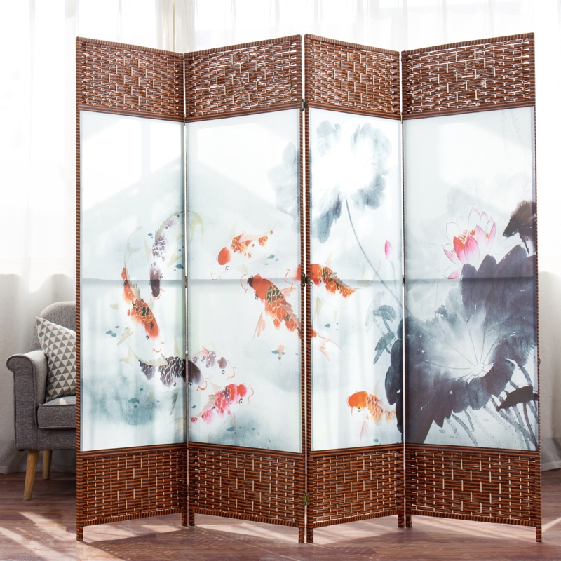 78.75'' W x 71'' H 4 - Panel Solid Wood Folding Room Divider
