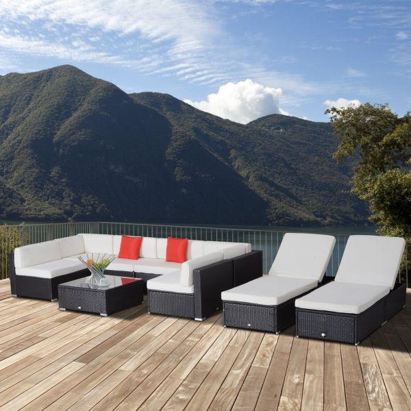 9 Piece Outsunny Rattan Cube Garden Furniture