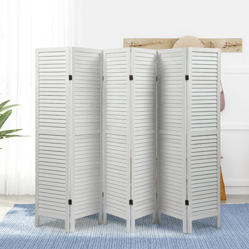 97.5'' W x 67'' H 6 - Panel Solid Wood Folding Room Divider