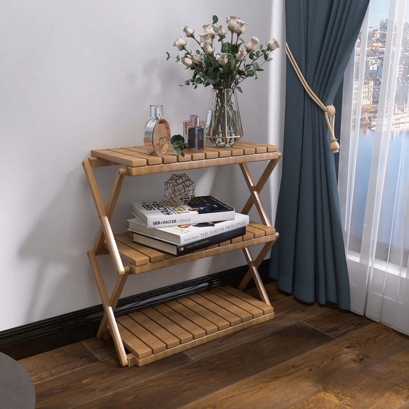 Acacia wood multi tiered plant stand