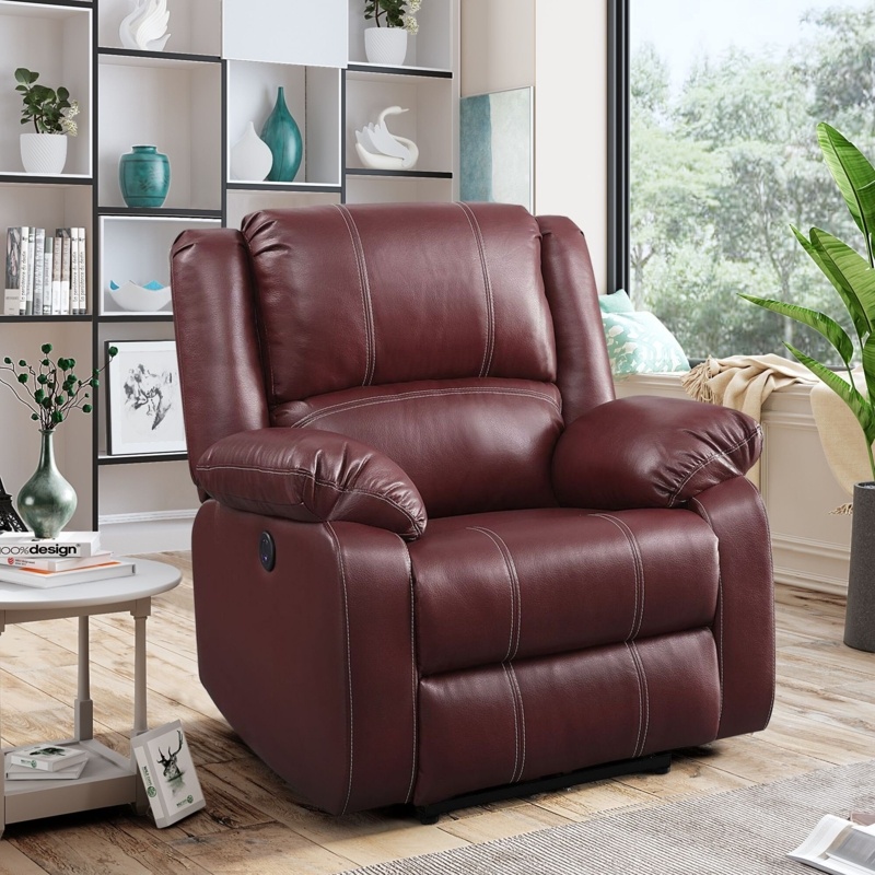 Acie Adesina 37'' Wide Faux Leather Power Glider Standard Recliner