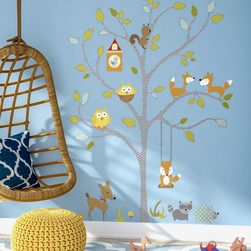 Adamo Woodland Fox and Friends Tree Wall Decal