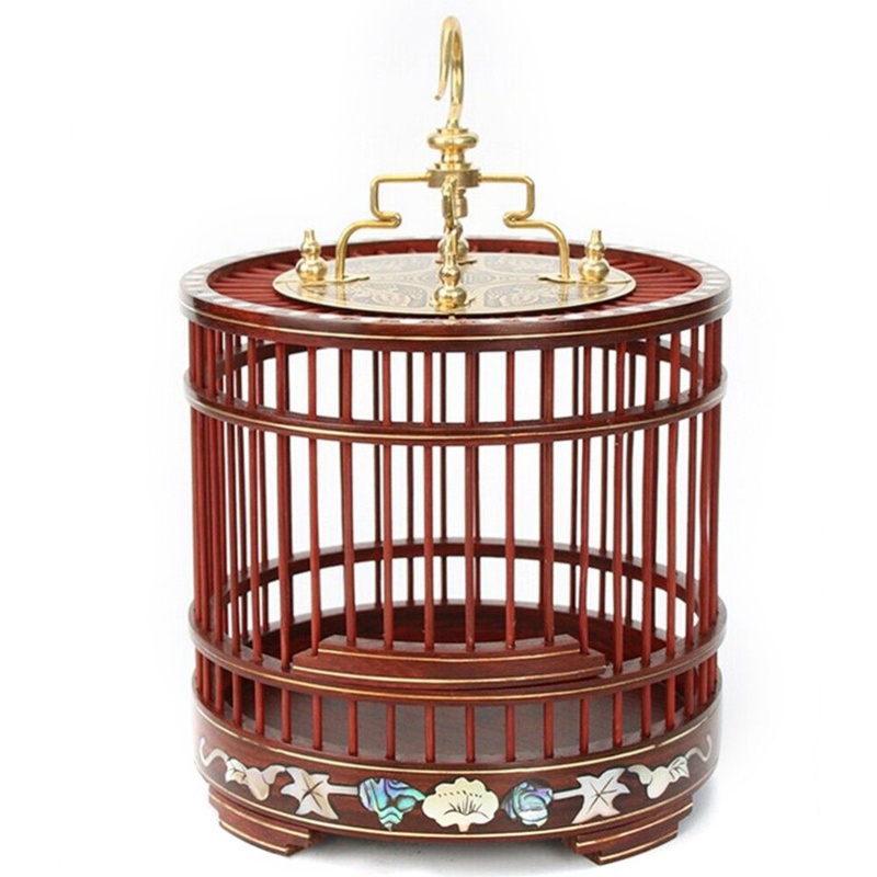 Adelphine 5'' Wood Flat Top Hanging Bird Cage with Tray