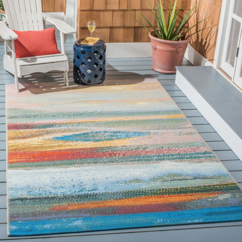Agambir Machine Woven / Power Loomed Light Blue/Pink Indoor/Outdoor Rug