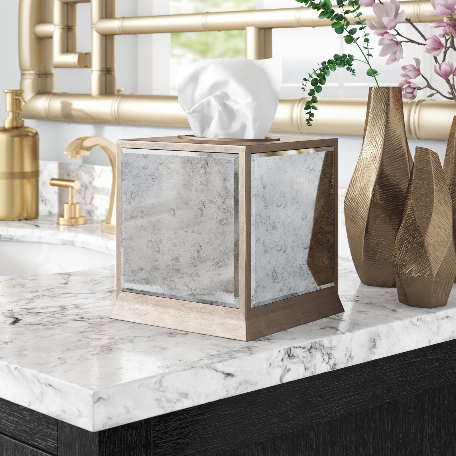 Mirrored Tissue Box Cover