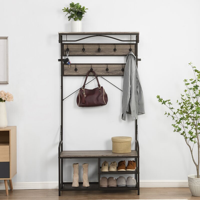 Airy hall tree coat rack with storage