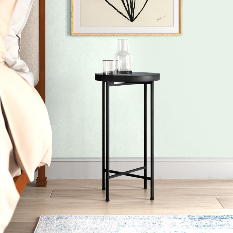 Alvis 25.75'' Tall Iron Tray Top Cross Legs End Table