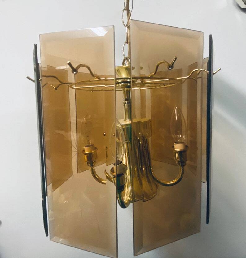 Amber Beveled Glass Chandelier