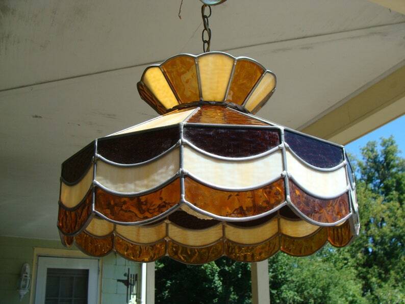 Amber Slag Glass Lamp Shade