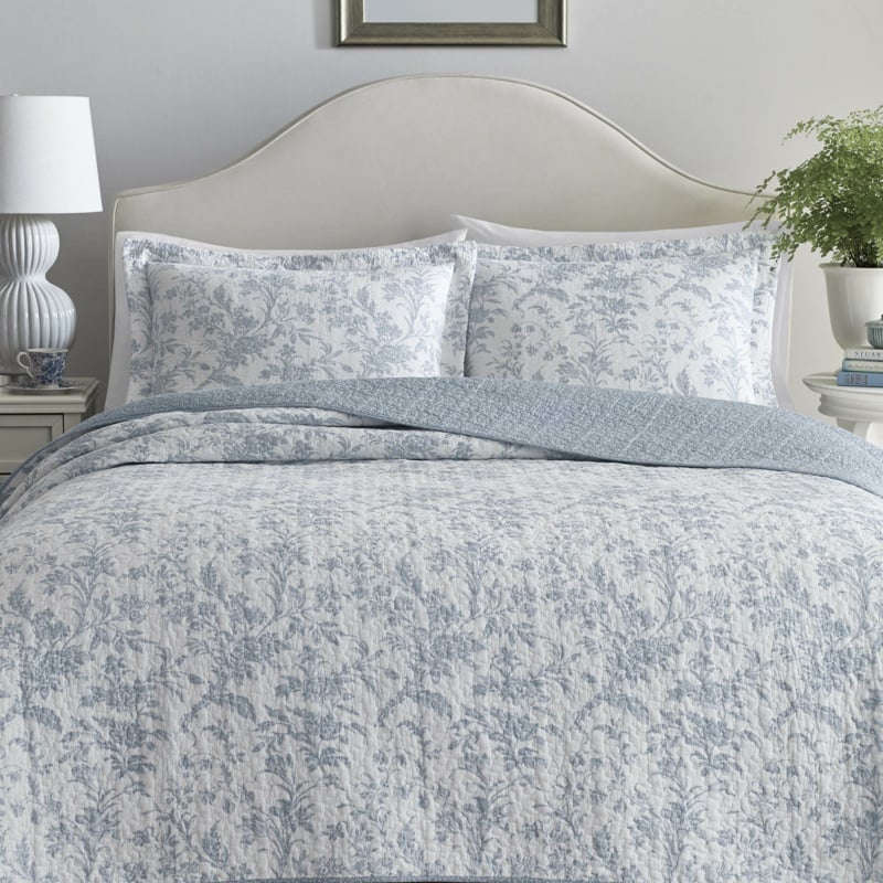 Amberley Floral 100% Cotton Reversible Quilt Set