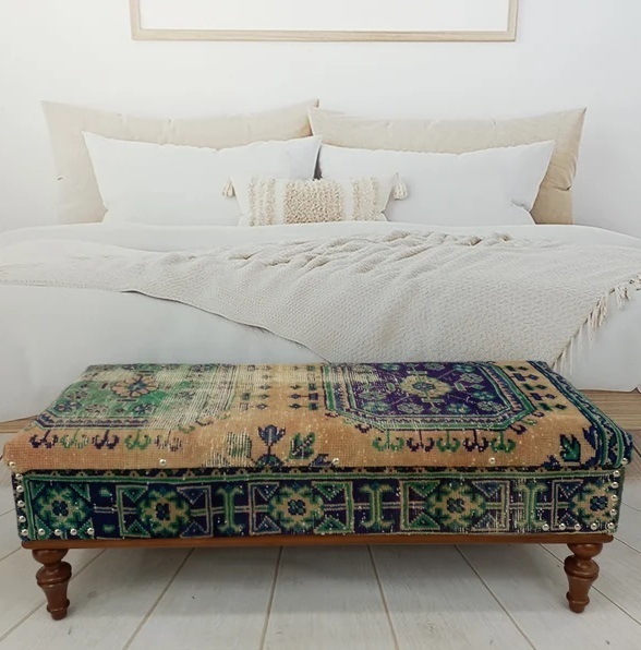 Antique bench seat with storage
