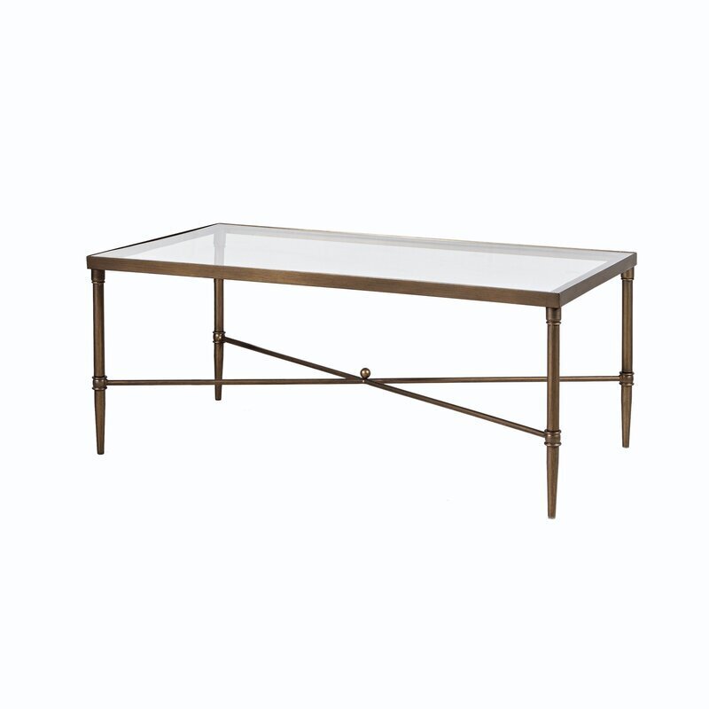 Antique bronze glass coffee table