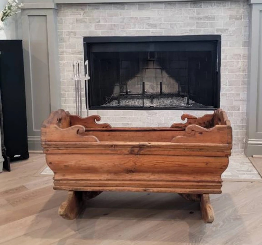 Antique Handmade Wooden Rocking Cradle