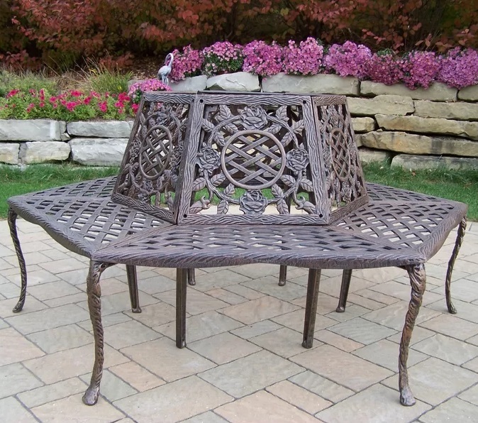 Antique looking tree bench
