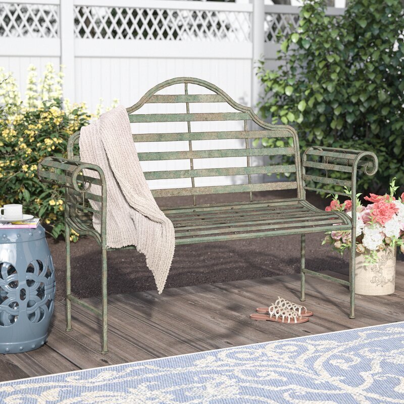 Antique Outdoor Bench With Arch Back