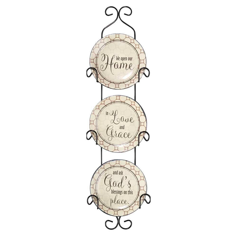 Antique Three Plate with Vertical Wall Rack