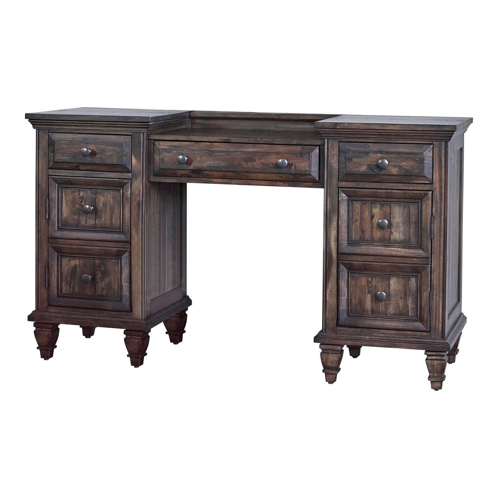 Antique wood vanity with storage