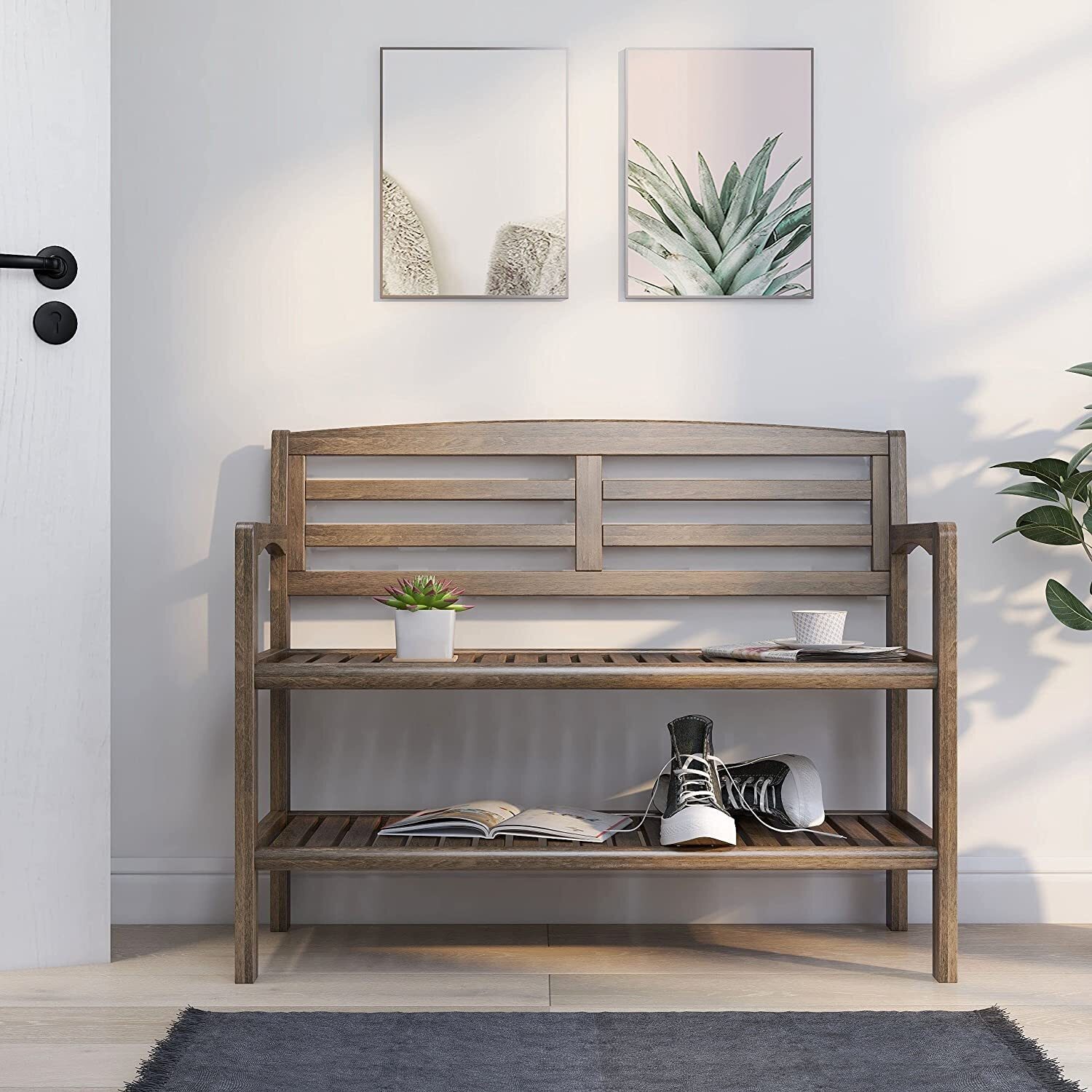 Antique wooden deacons bench