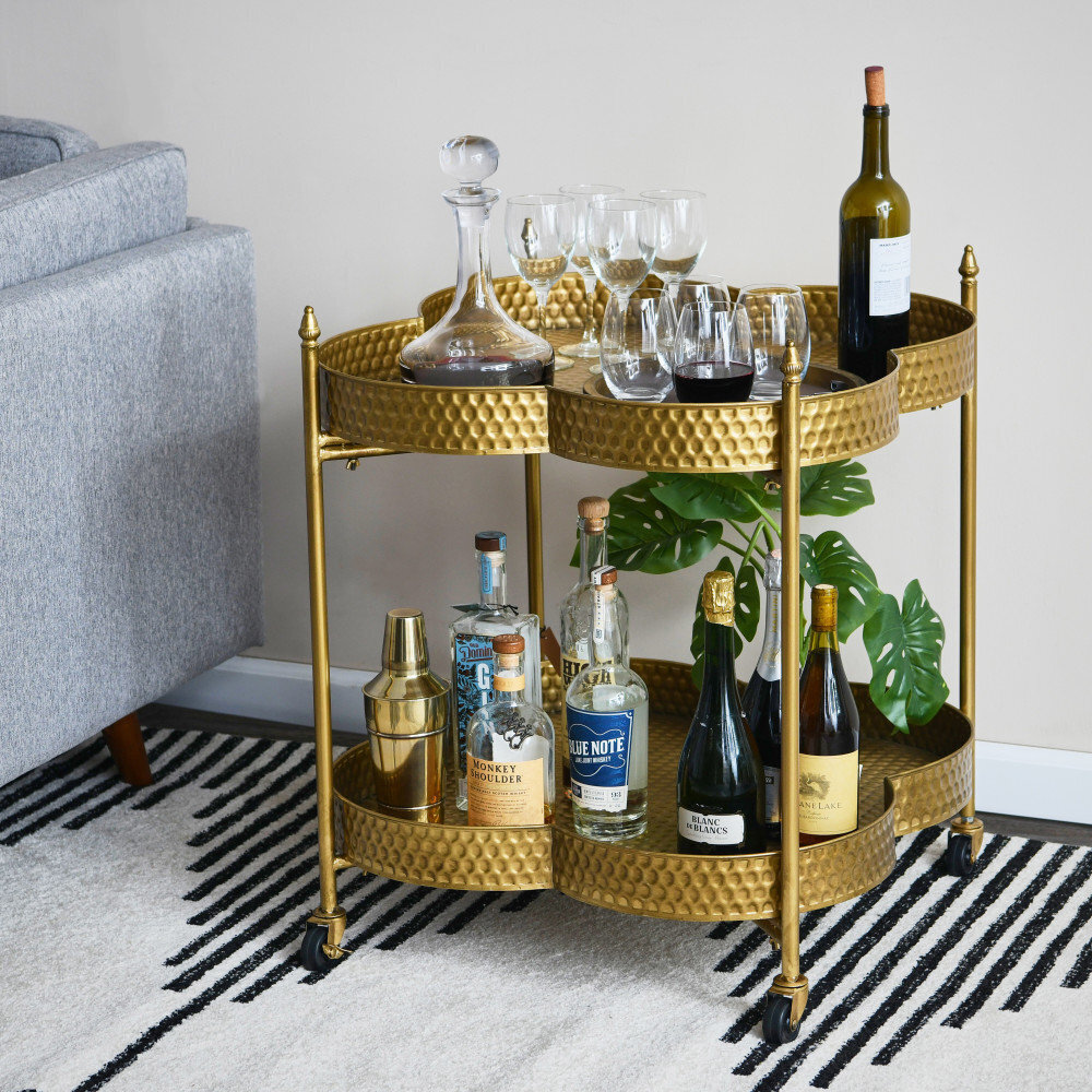 Antiqued Brass Bar Cart