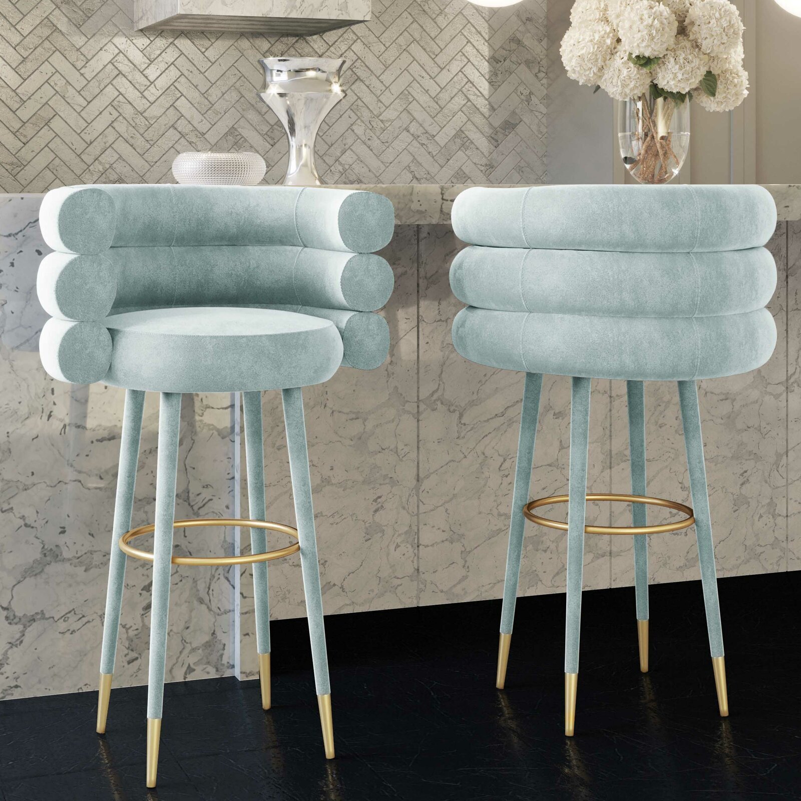 Art Deco Bar Stool With Tapered Legs