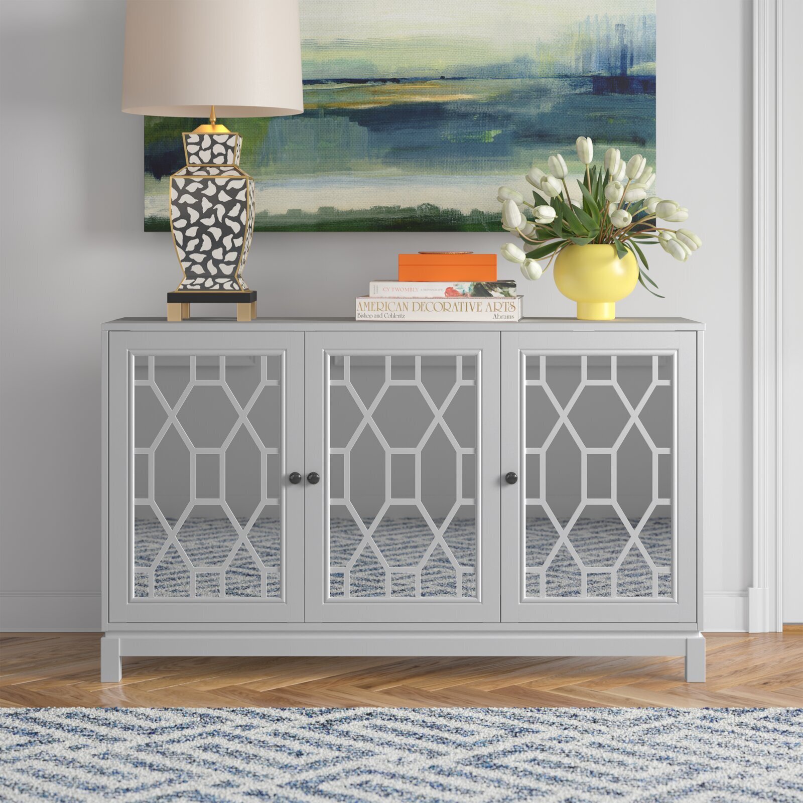 Art Deco Sideboard With Glass Doors