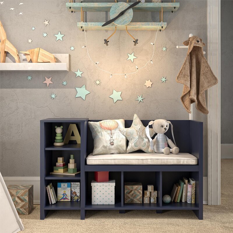 Asymmetrical Kids Bookshelf Bench