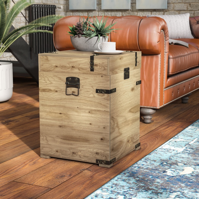 Aundreah 24'' Tall Solid Wood Block End Table