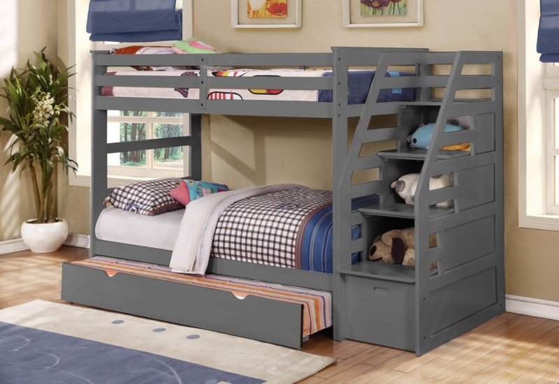 Badagliacca Twin Over Twin Solid Wood Standard Bunk Bed with Trundle by Harriet Bee